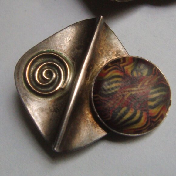 90s Vintage Artisan Sterling Silver Earrings - Picture 4 of 7